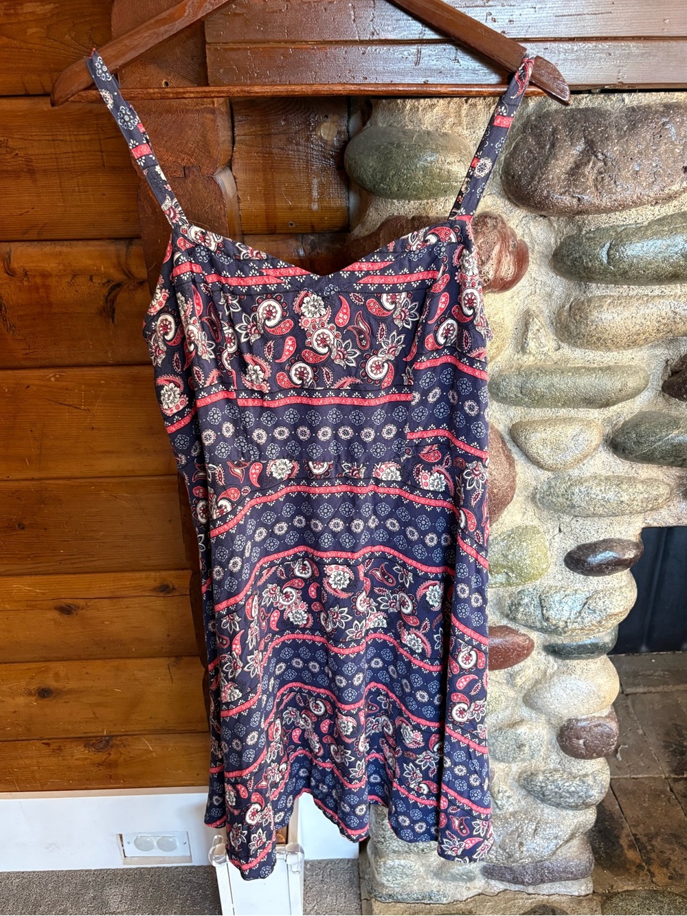 Torrid Size 0 Navy Paisley Rayon Fit & Flare Sundress Boho Torrid 0 Large